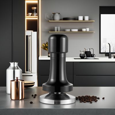 Logotipo personalizado Mano de aluminio negro Barista Espresso Tamper para el café de base de 58 mm