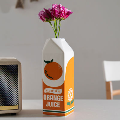 Vaso de mesa hidropónico cerámico pequeño moderno en naranja ideal para el hogar y el restaurante