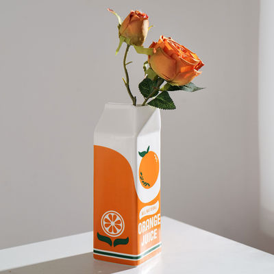 Vaso de mesa hidropónico cerámico pequeño moderno en naranja ideal para el hogar y el restaurante