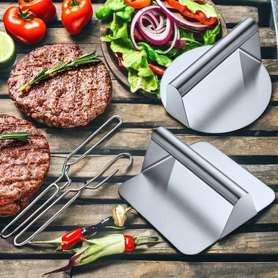 Grillante de tela para cocinar al aire libre delantal de acero inoxidable no adhesivo Square Burger Smasher