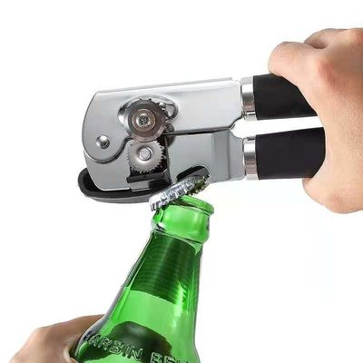 Abridor de botellas de cerveza de lata de acero inoxidable manual con borde suave seguro y diseño de metal plano