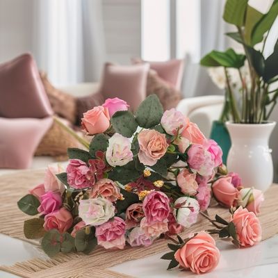 Blanco 21 rosas de diamante Flores artificiales para bodas San Valentín Navidad