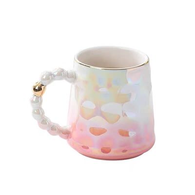 Estilo Rosa Perla Cerámica Taza de Café Con Platillo y Taza de Té de Bambú Capacidad 1300ml