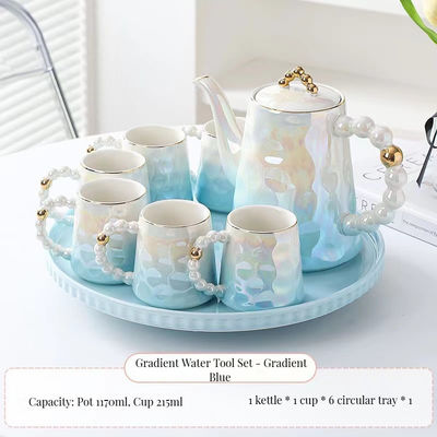 Estilo Rosa Perla Cerámica Taza de Café Con Platillo y Taza de Té de Bambú Capacidad 1300ml