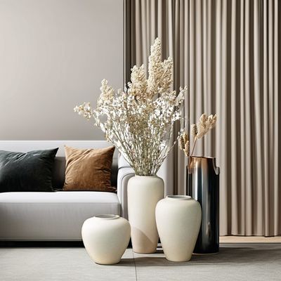 Vaso de flores de cerámica minimalista nórdica en rayas blancas modernas para interiores domésticos