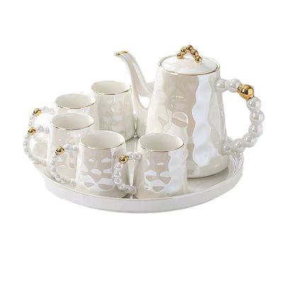 1300ml de volumen rosa perla concha cerámica taza de café y platillo conjunto con diseño moderno chic