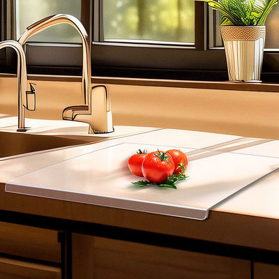 Tabla de corte de herramientas de cocina duradera con logotipo personalizado Acrílico claro y bambú flexible