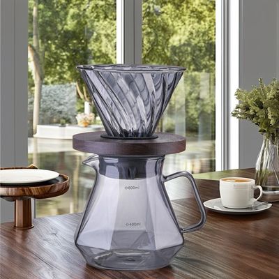 Espresso de vidrio de alto borosilicato Vierta sobre el servidor Taza de filtro resistente al calor Urna de café y té