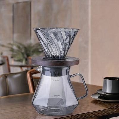 Espresso de vidrio de alto borosilicato Vierta sobre el servidor Taza de filtro resistente al calor Urna de café y té