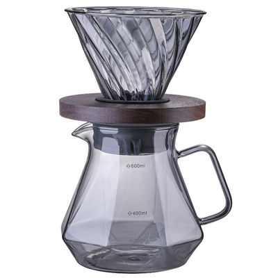 Verter sobre la cafetera con borosilicato de vidrio resistente al calor y filtro de metal goteador
