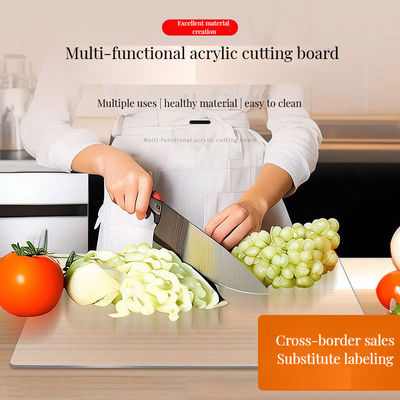 Herramientas de cocina duraderas Logotipo personalizado Tabla de corte de acrílico transparente con lavavajillas de bambú