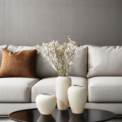 Vaso de cerámica moderna con decoración de huevo y fideos de piedra estilo Art Deco blanco