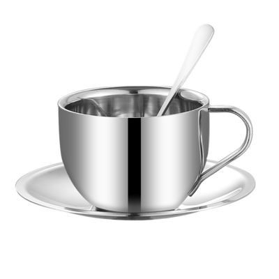 Set de tazas de café de acero inoxidable con bandeja de cuchara Diseño moderno y de moda