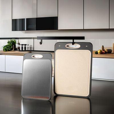 Tabla de corte de acero inoxidable 304 Eco-amigable Diseño cuadrado de bambú Marco de plástico anti-molde