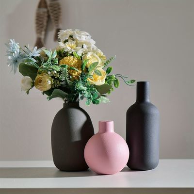 Vaso de mesa de cerámica a medida con rayas Antiguo Art Deco Diseño de flores nórdicas para la decoración del hogar