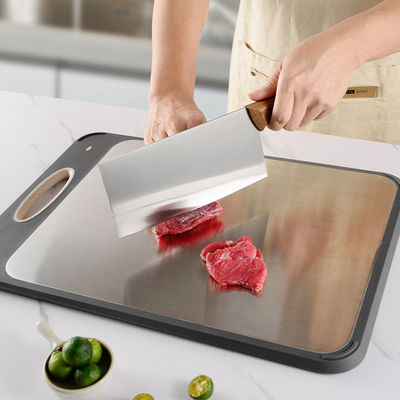 Tabla de corte espesa de cocina con material de acero inoxidable 304 y diseño antideslizante