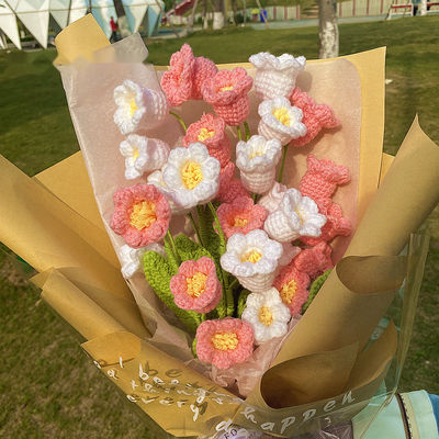 Flores hechas a mano, de punto, de girasol, bolsas de margarita, perfectas para el Día de los Inocentes.