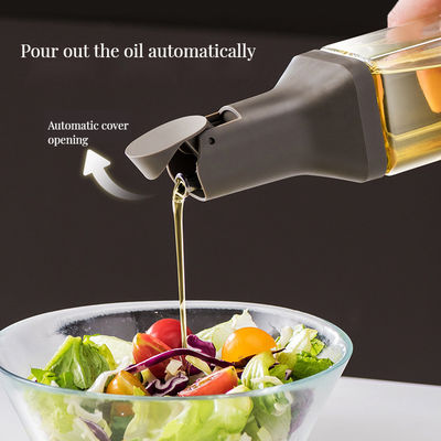 Botella de aceite de cocina y vinagre de vidrio de 500 ml con un elegante dispensador a prueba de fugas