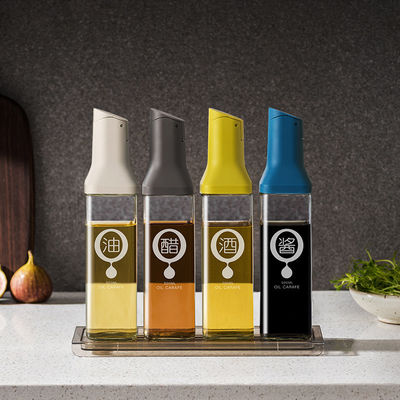 Jarrón de aceite de vidrio de 500 ml de capacidad con diseño moderno a prueba de fugas y agua de salsa