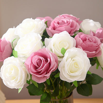 Rosas de terciopelo rojo artificiales flores decorativas únicas para el día de la madre tienda de bodas