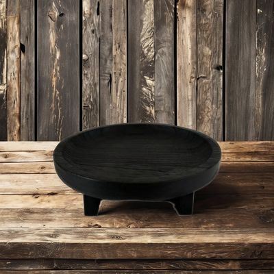 Display de madera negra personalizable soporte para hornear platos sartenes en color de madera natural