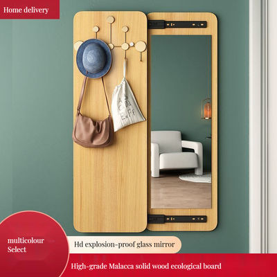 Espejo de pared de cuerpo entero con bastidor de abrigos y diseño deslizante oculto