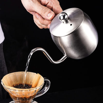 Pot de café de acero inoxidable 304 de boca larga con capacidad de 500 ml y mango de madera