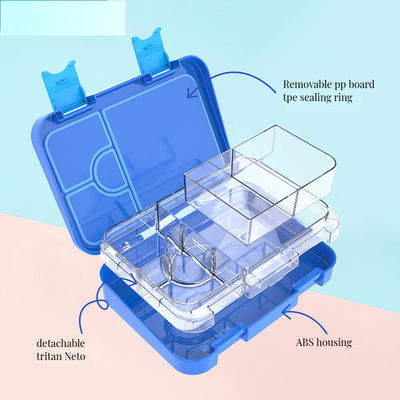 0.5L Capacidad de dos niveles de acero inoxidable caja de almuerzo con tapa de bambú escuela o cocina