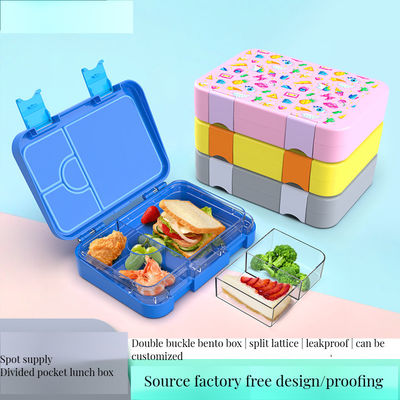 0.5L Capacidad de dos niveles de acero inoxidable caja de almuerzo con tapa de bambú escuela o cocina