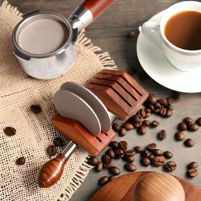 Herramientas de café y té de 58 mm Acero de nuez soporte de filtro de té de espresso con pantalla de silicona
