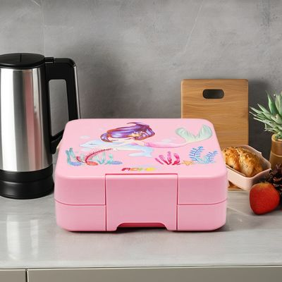 Caja de comedor escolar aislada para niños de doble nivel azul con silicona de grado alimenticio Anillo de sello de plástico Accesorios Bento