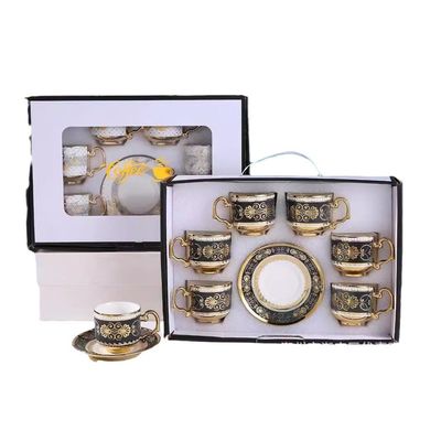 Set de vajilla de cerámica de 6 piezas para café, té y capuchino en caja de regalo de bambú de lujo
