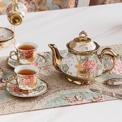 Tipo de utensilios de bebida Conjuntos de café y té Etiopía Oro de borde de porcelana Kftz46