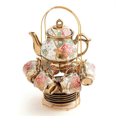 Tipo de utensilios de bebida Conjuntos de café y té Etiopía Oro de borde de porcelana Kftz46