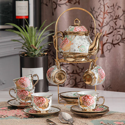 Tipo de utensilios de bebida Conjuntos de café y té Etiopía Oro de borde de porcelana Kftz46