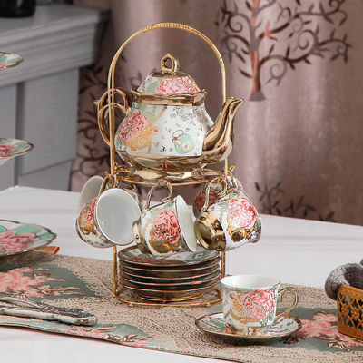 Tipo de utensilios de bebida Conjuntos de café y té Etiopía Oro de borde de porcelana Kftz46