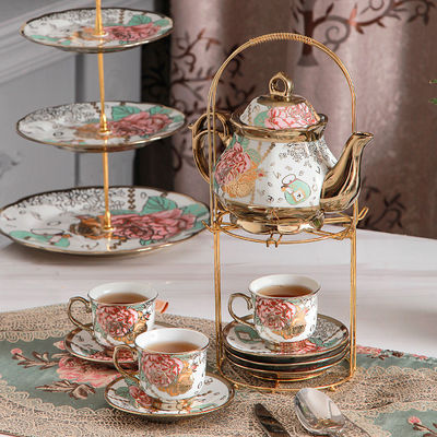 Tipo de utensilios de bebida Conjuntos de café y té Etiopía Oro de borde de porcelana Kftz46