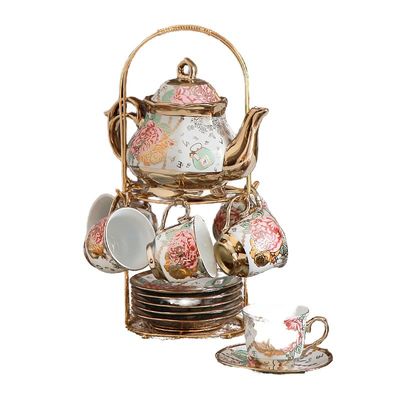 Tipo de utensilios de bebida Conjuntos de café y té Etiopía Oro de borde de porcelana Kftz46