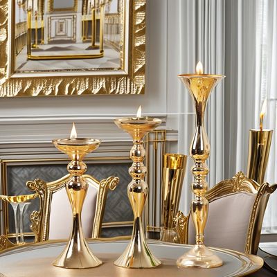 Vintage Metal de Oro Sirena Diseño Portadores de velas para eventos en el hogar Banquetes Tamaño personalizado
