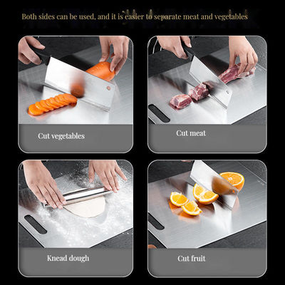 Tabla de corte de doble cara de acero inoxidable y bloque de corte de bambú para utensilios de cocina duraderos