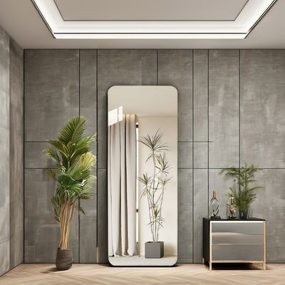 Espejo de madera de metal vintage en forma de arco para decoración de pared de baño personalizada de longitud completa