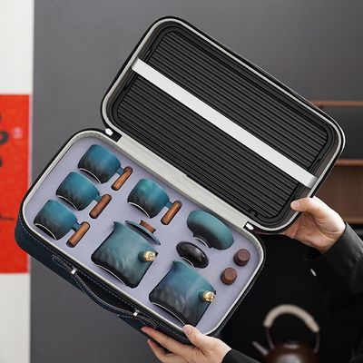 Conjunto de té moderno de Kung Fu Cerámica de porcelana con mango de madera y mango lateral extraíble