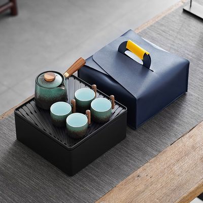 Set de té de Kung Fu de cerámica de sala de estar con estilo de diseño moderno y mango lateral extraíble