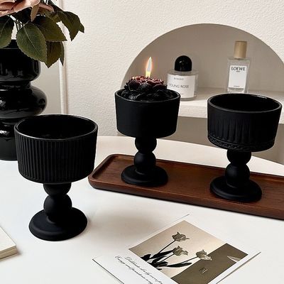 Copo de vidrio medieval negro congelado creativo y vintage hecho a mano para beber vino o decorar el hogar