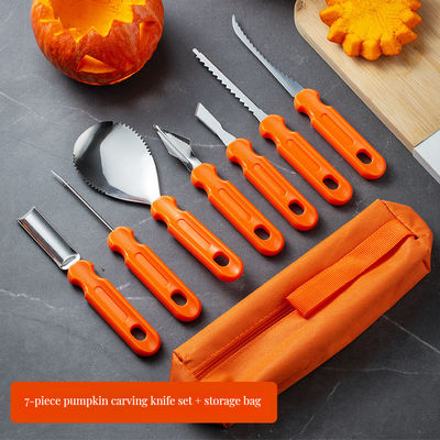 Kit de talla de calabaza de Halloween de 10 piezas Herramientas manuales de metal duraderas para talla de vegetales
