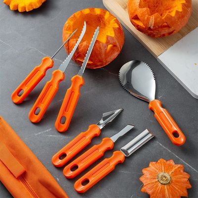 Kit de talla de calabaza de Halloween de 10 piezas Herramientas manuales de metal duraderas para talla de vegetales