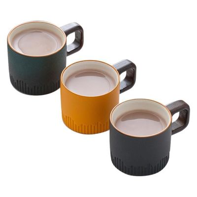 Taza de café de cerámica compacta nórdica 50 ml con diseño rural y mango de madera