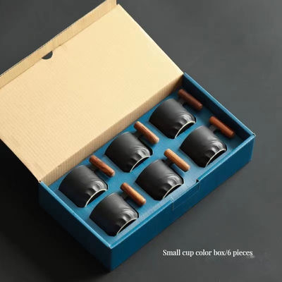 Taza de cerámica nórdica portátil de 50 ml con agarre de madera y doble estructura para los amantes del café