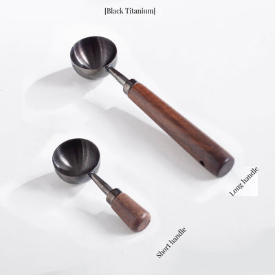 Cuchara de café con mango de nuez de lujo y cucharas de medición de acero inoxidable de 15 ml y 30 ml