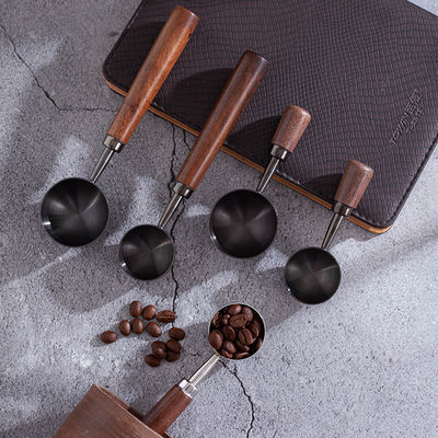 Cucharas de café de acero inoxidable de 15 ml y 30 ml con mango de nuez larga